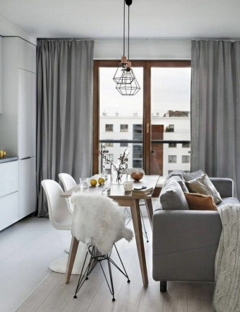 color de cortina para pared gris